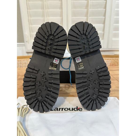 Larroude Jordan Low Combat Boots Kidskin Leather Ivory Violet Size 5.5 or 6 NIB - Picture 11 of 16